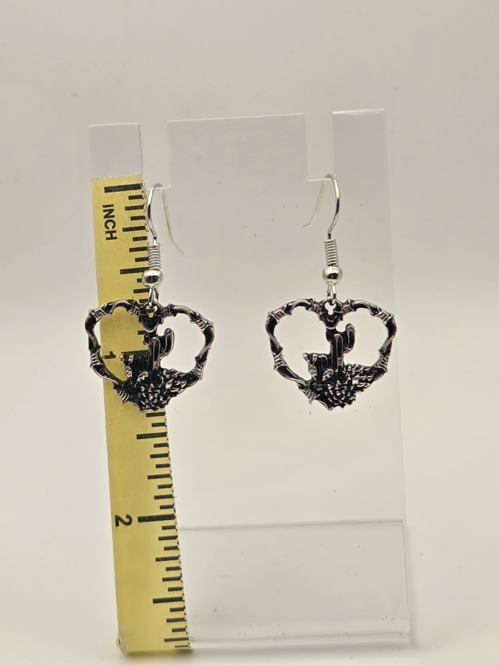 Silver Cactus Heart Drop Earrings - Women Jewelry